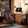 Gaming Chair Computer Chairs with Massage Lumbar Support & Headrest, Ergonomic Technology Fabric Gaming Chair for Adults, PC Chair Gamer Chairs with Footrest, 300LBS, Black-Red Image 7