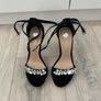 River Island Black Suede Crystal Heels Image 6