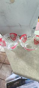 2 bonbon dish each is 25.00 euro Lead Crystal Ruby Flash Floral Dish Bowl Anna Hutte Asti Bleikristall Germany