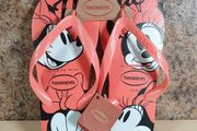 Havianas Minnie mouse pink laranja cyber flip flops size UK 8 - 9 EU 41 42