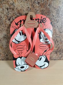 Havianas Minnie mouse pink laranja cyber flip flops size UK 8 - 9 EU 41 42