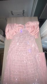 SHEIN Pink Sequin Maxi Dress With Bow Detail, size Small