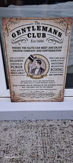 large  gentleman's club metal sign