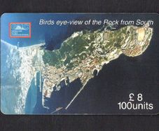 2000 Gibraltar 100 unit Bird Eye North View Of The Rock (Siemens - S5 (Module 33)) Phonecard