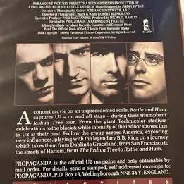 U2 - Rattle and Hum. Poster and Original VHS Video.