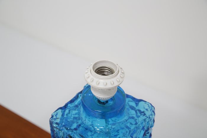 Vintage Swedish Blue Glass Table Lamp, 1960s.
