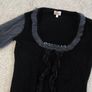Whistles Black Cotton Angora Blend Top with Sheer Sleeves & Silk Trim - Size 1 (UK 8/10) Image 2