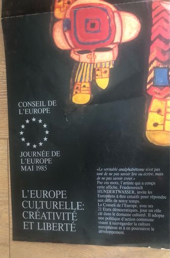 Vintage 1985 Hundertwasser Council of Europe Poster