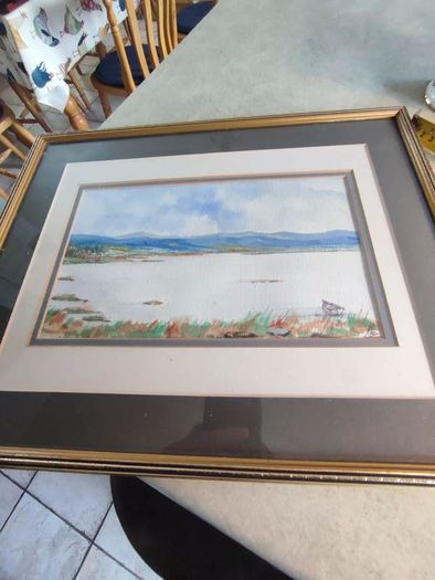 Signed watercooler framed picture seascape of west of ireland.