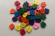 50 wooden colorful buttons