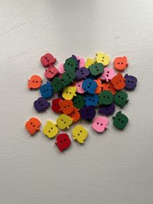 50 wooden colorful buttons
