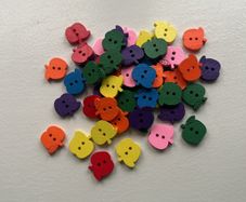 50 wooden colorful buttons