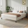 King Bed Frame, Easy Assembly, Sturdy Wooden Slat Support, Upholstered Image 4
