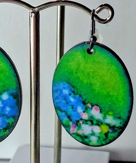 Oval Garden HandPainted Landscape Earrings