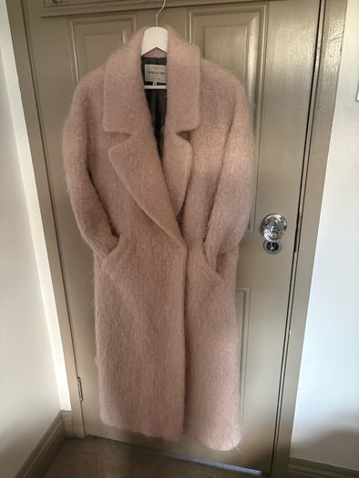 Wool mohair and alpaca mix oversized coat in blush