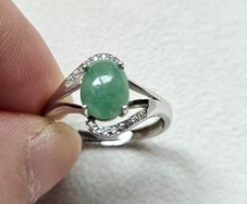 Natural Burma Jade silver ring