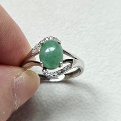 Natural Burma Jade silver ring