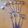 7 EPNS Sheffield,  1 silver plated & 3  Inox France cocktail, appetizer forks Image 3