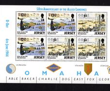 1994 Jersey 50th Anniversary of D-Day Commemorative Stamps Booklet Pane for Omaha Beach Mint Never Hinged (MNH)