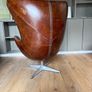 Brown Leather Egg Chair - Arne Jacobson Style - Quality Reproduction Image 4