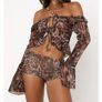 White Fox brown leopard print crop top with tie back detail New with tags  Xs/6 Image 2