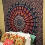 NEW SALE | Indian hippie Bohemian Psychedelic Peacock Mandala Wall hanging Bedding Tapestry (Golden Blue, Poster (30x40Inches) Image 3