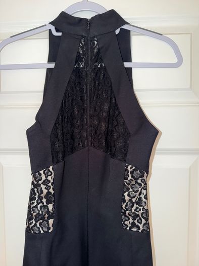 Karen Millen Black Lace-Detail Midi Dress - size UK 10