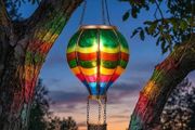 Garden Ornaments Outdoor, 45CM Realistic Flame Hot Air Balloon Solar Garden Light, Hanging Colorful Glass Effect Solar LED Balloon Lantern, for Balcony &amp; Tree, Gifts for Women