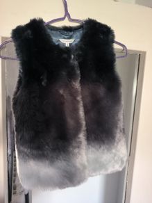 Girls Black Faux Fur Gilet