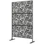 Decorative Outdoor Privacy Panel Garden Claustra 3 Panels Floral Pattern Steel 122 x 45 x 198 cm Black Image 6