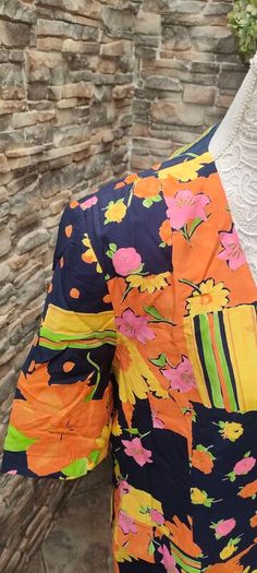 Vintage 90s 00s navy floral summer blazer size small medium