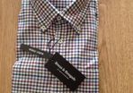 Bruun & Stengade Blue Trim Fit Easy Care Check Dress Shirt