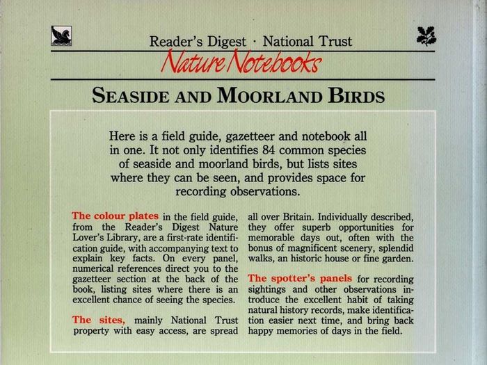 Reader's Digest - Nature Notebooks - Seaside & Moorland Birds  - And - River, Wetland & Lowland Birds (2 Books)
