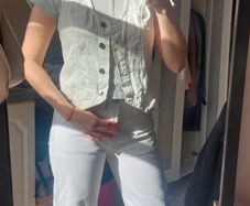 Unworn White Denim Waistcoat / Button-Up Sleeveless Vest