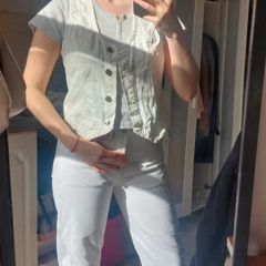 Unworn White Denim Waistcoat / Button-Up Sleeveless Vest