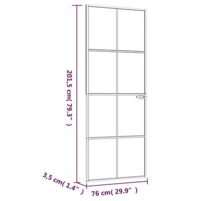 Interior Door Black 76x201.5 cm Tempered Glass&Aluminium