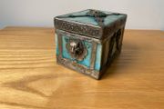 Vintage Chinese Stone Agate? Box with Ornamental Lion Head Dragon Phoenix Butterfly