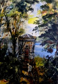 Lough key  Roscommon watercolour