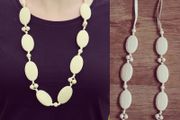 Navajo white teething necklace for babies and parents.
