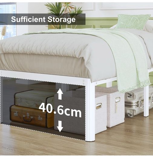 High White King Size Bed Frame 5ft with Rounded Corner