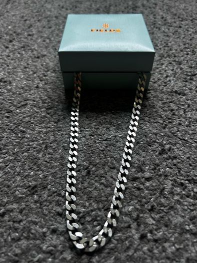 Sterling Silver Flat Square Curbed Men's Necklace