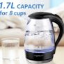 Glass Water Kettle with LED Lighting , 2200 Watts, 1.7 Liter, Boil-dry Protection, BPA Free (FREE POSTAGE) Image 5