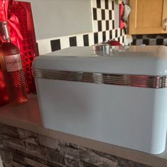 The pastel blue Swan Retro Bread Bin