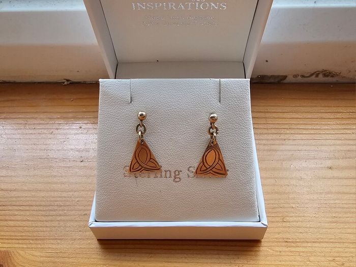 9ct Solid Gold Celtic Triangle Earrings