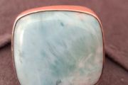 Larimar genuine silver ring 925, adjustable