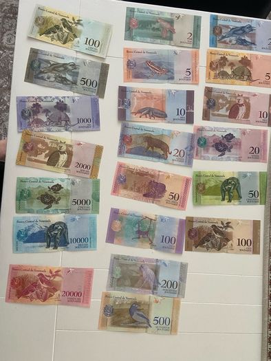 Venezuela, Full Set 21 PCS 2- 500 Soberanos & 2-100000 Bolivares 2007-2018 UNC Original Notes