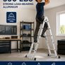 7-in-1 Multi-Purpose Aluminium Ladder 5.75m Folding Extension Ladder 150kg Heavy Duty Image 2