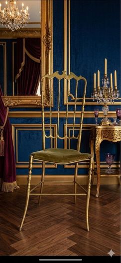 Rare Chiavari Solid Brass Crown Side Chair1950s