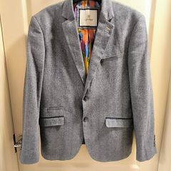 House Of Cavani Mens Modern Grey Suit Jacket