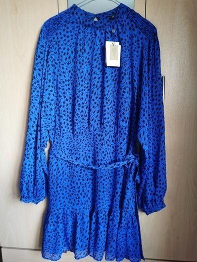 BNWT - Whistles Blue Warped Star Print Dobby Dress UK 14